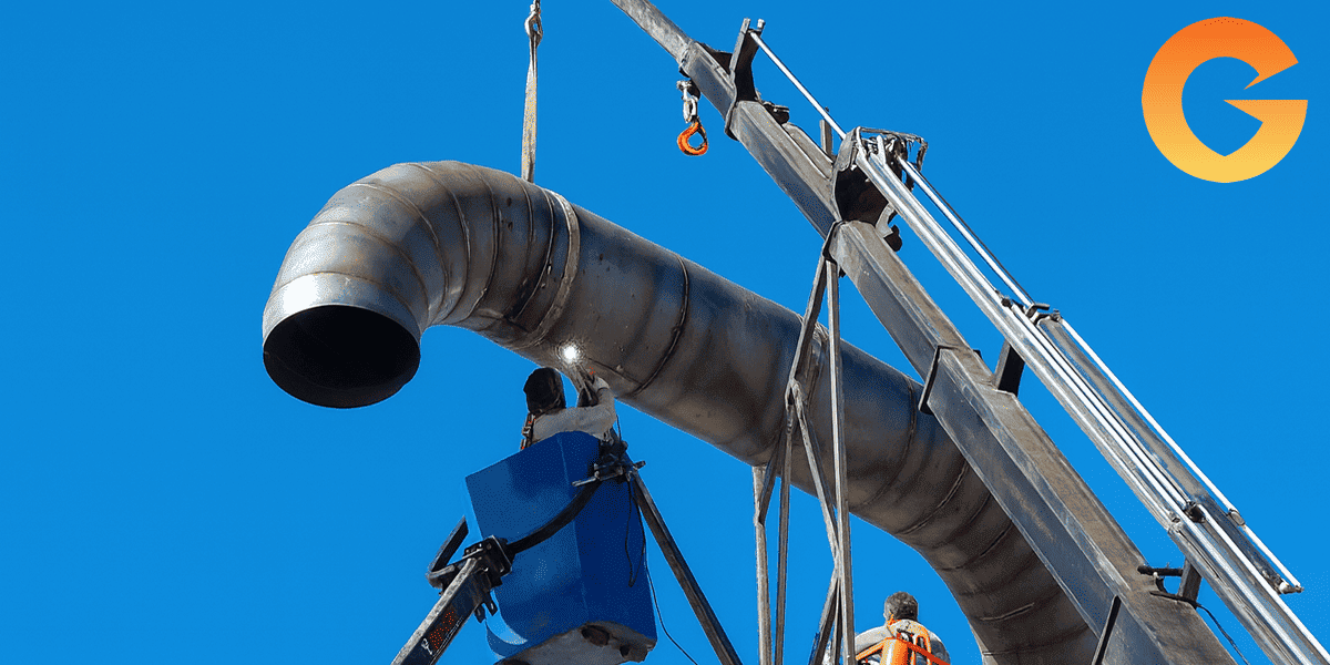 Sistema industrial de combustión con caldera metálica y tolva azul, en una sala técnica limpia y bien iluminada.